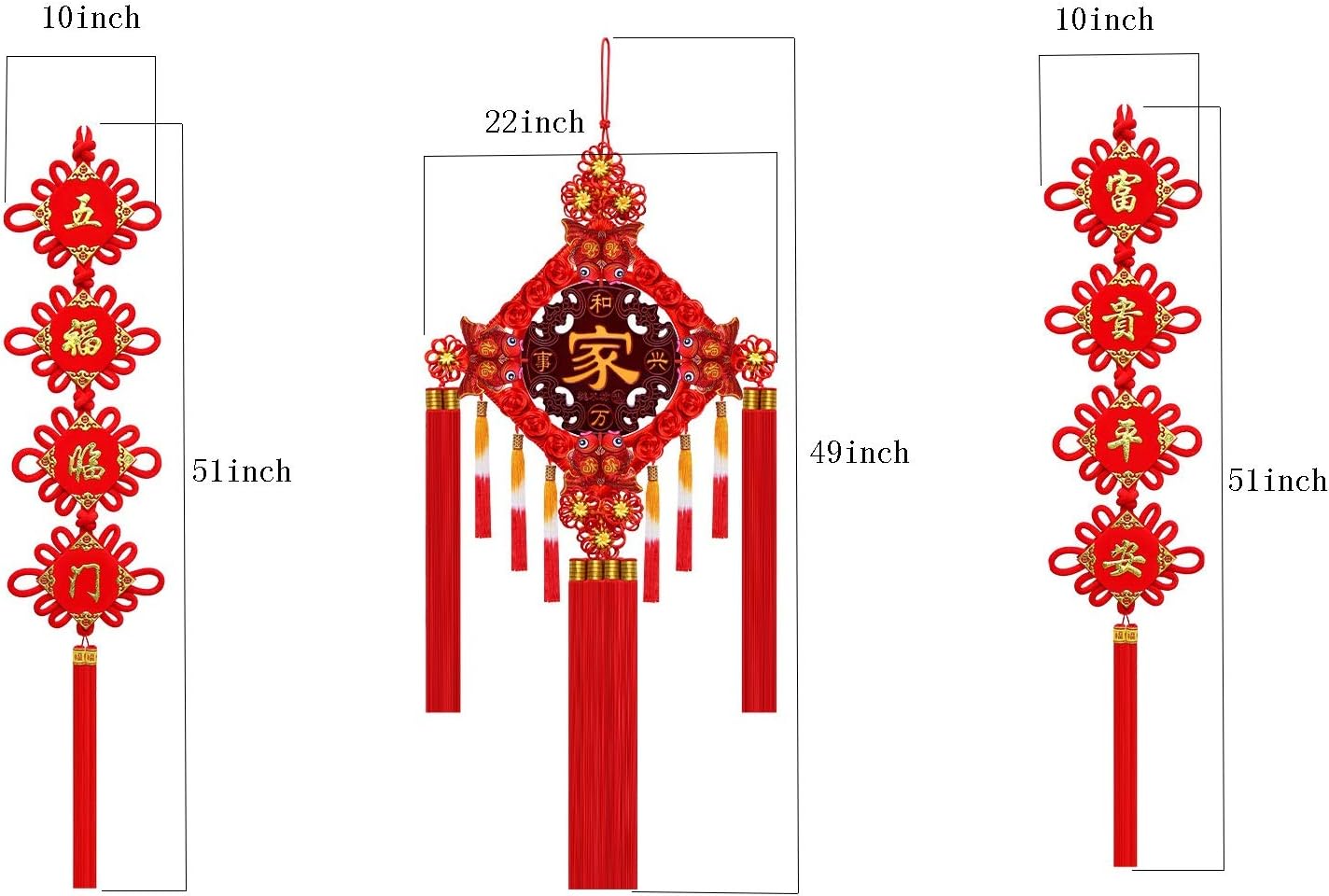 Chinese New Year Hanging Pendants Chinese Knot Pendant Background Wall Fu Chinese Couplet Set Living Room Chinese Knot Decoration Housewarming Gift Chinese Spring Festival Hanging