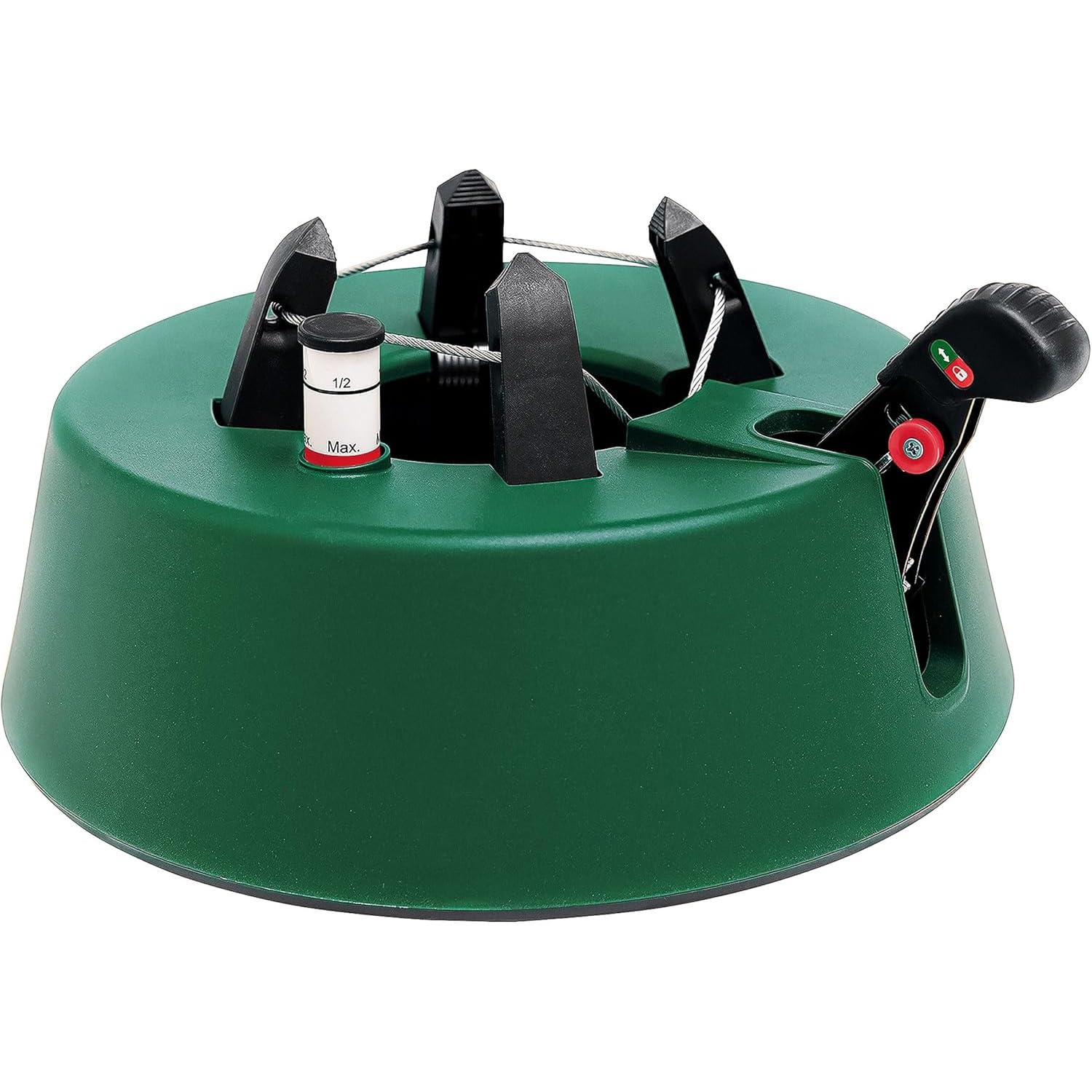 Christmas-World Support pour sapin de Noël, modèle Taunus, pour une hauteur d'arbre jusqu'à 2,25 m, support pour sapin de Noël avec pédale et câblage, réservoir d'eau de 2,0 litres, Vert