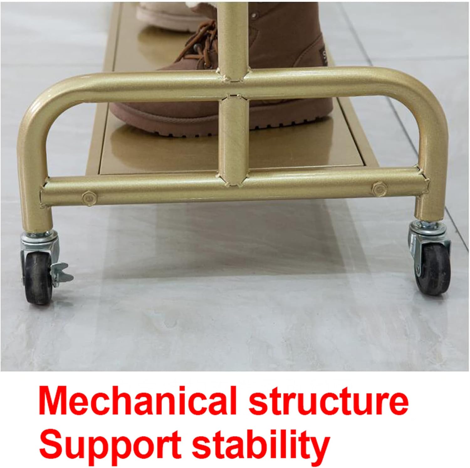 Stylish Floor-Standing Solid Wood Coat Rack with Shoe Storage, Heavy-Duty Rotating Organizer & Clothes Rail - Elegant Golden Finish for Efficient Clothing & Footwear Management