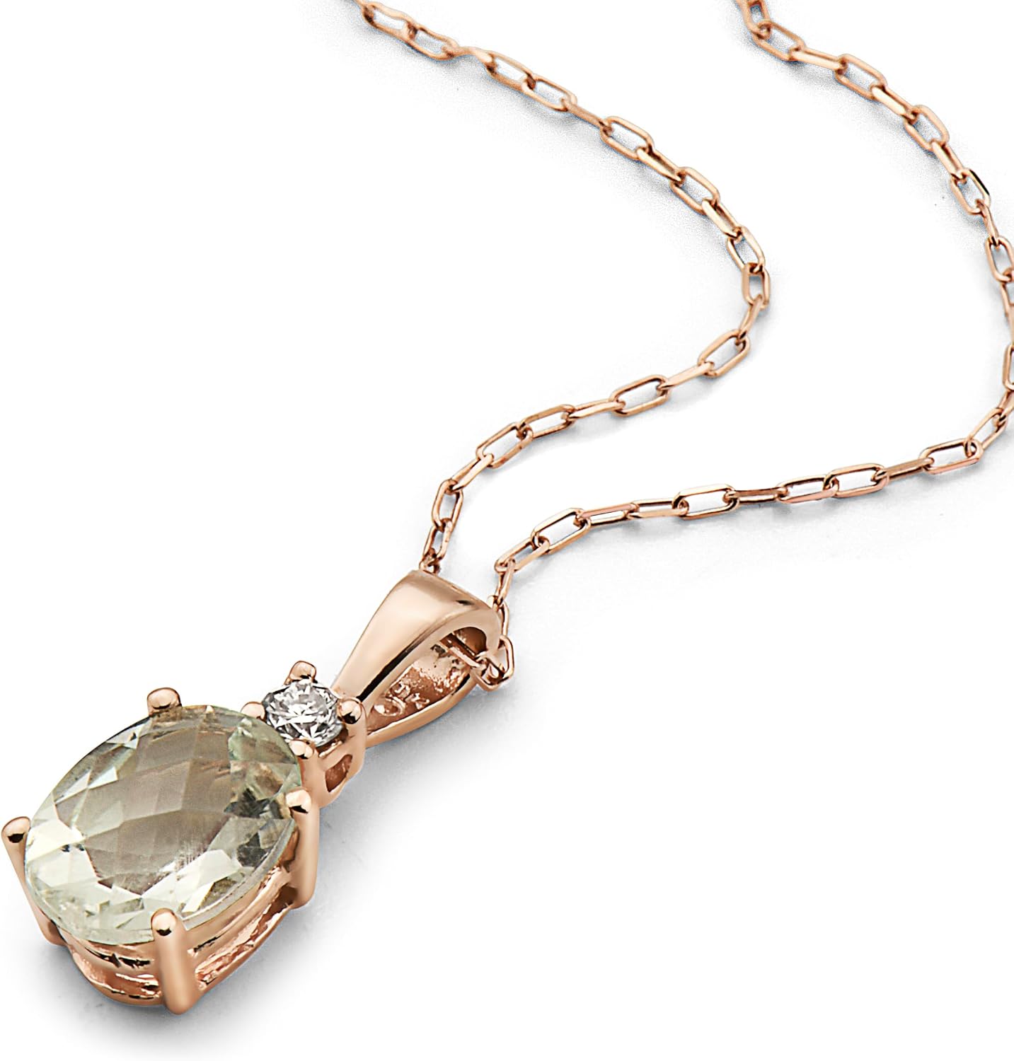 LE VIAN Diamond Pendant Necklace for Women | 14k Gold Pendant for Her w 5/8 to 1 1/4 Carat Oval Gemstone Adjustable 18 to 20 Inch Chain Necklace Lobster Claw (White, 0.05 cttw) Classic Design