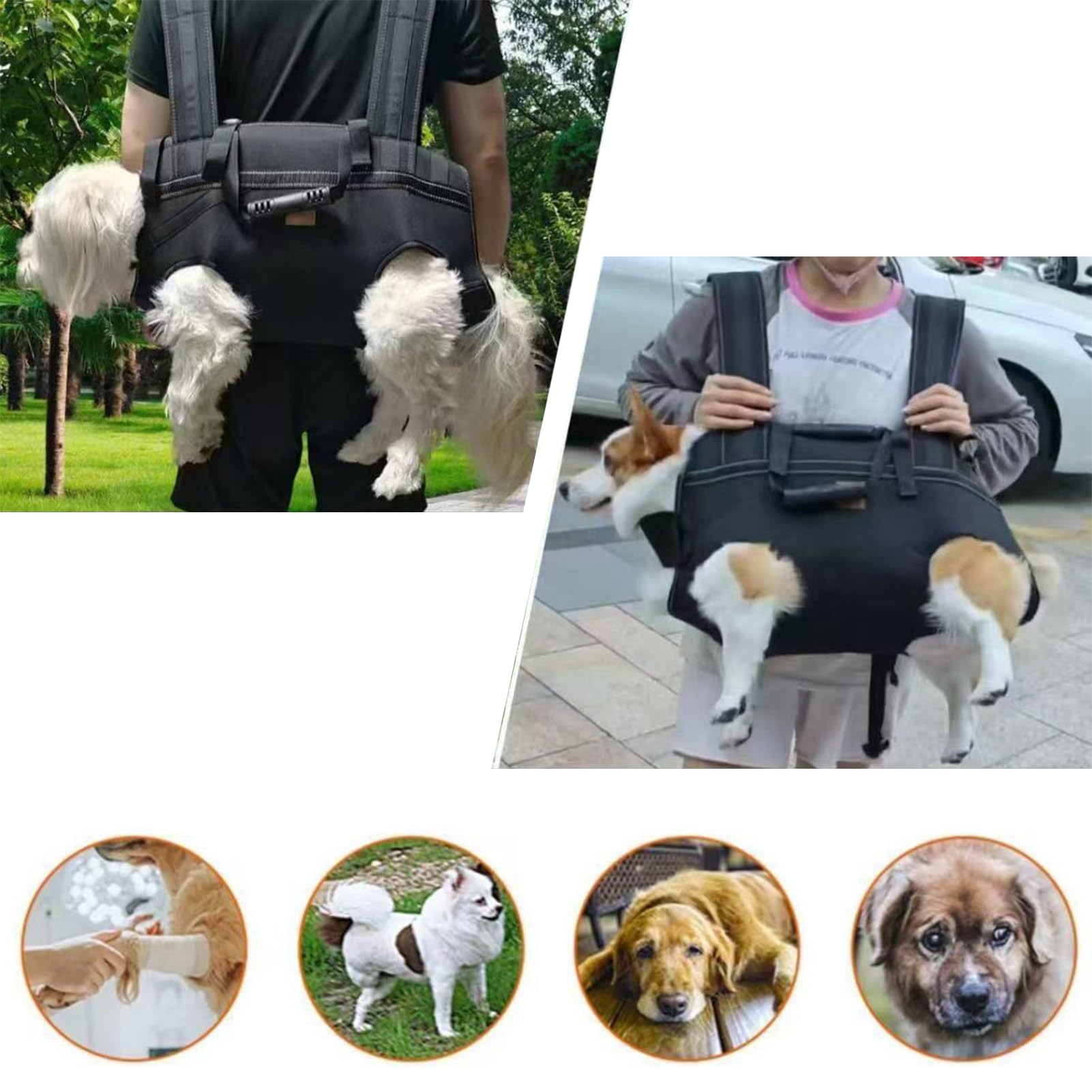 Hundegeschirr Hunde Hebegeschirr Tragehilfe Tragegeschirr Hundeschlinge Hunde Tragetasche Rucksack Für Lastendesign, Wandern, Radfahren, Motorradfahren 34x19x5cm
