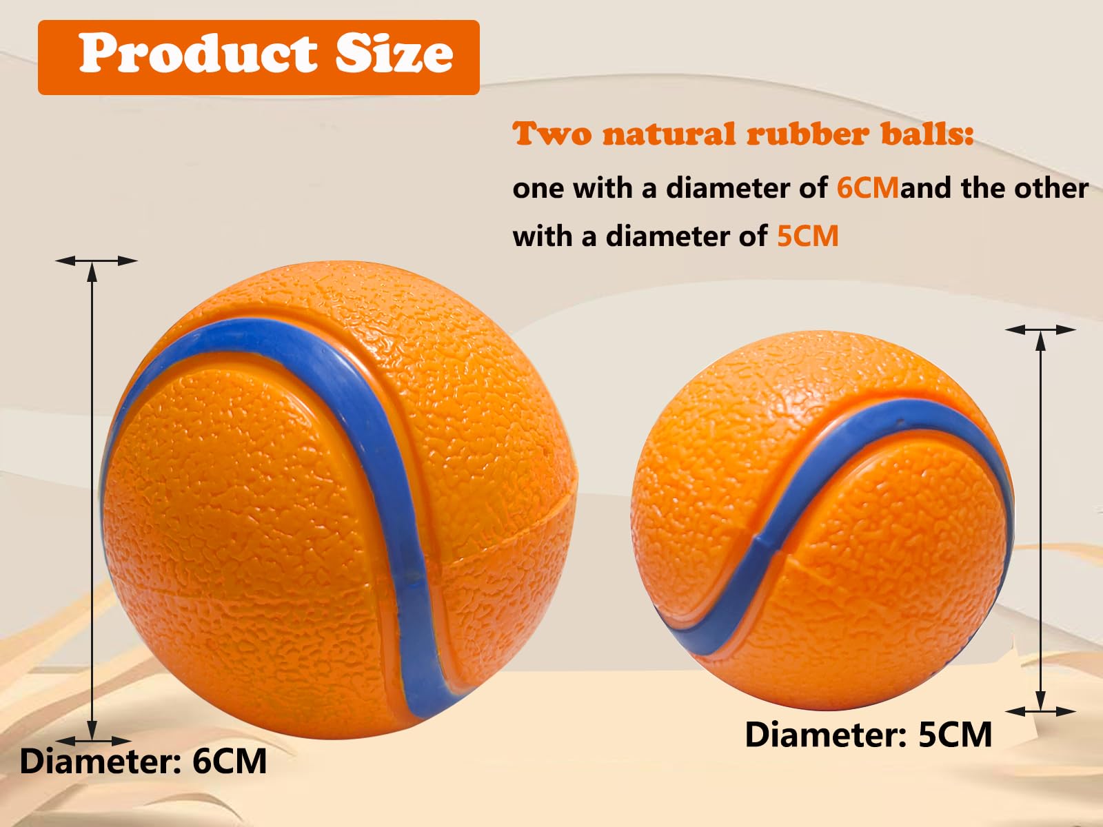 FCCUM Dog Toy Ball,Rubber Sound-Producing Toy Ball, with a Groove Design That is Resistant to Bites, Has a High Bounce, Dog Training Interactive Pet Toy, Relieving Pet Anxiety,Pack of 2