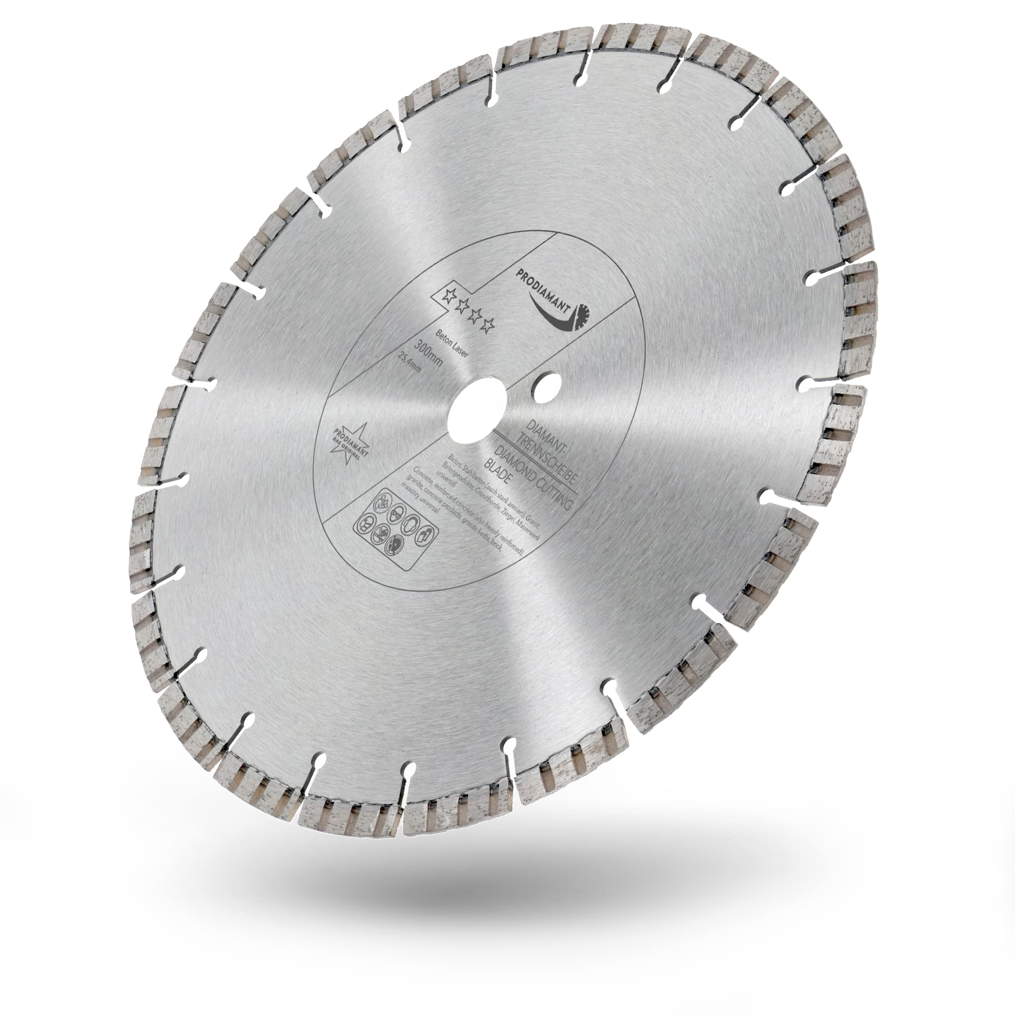 PRODIAMANT Disco de Corte Diamantado Premium Láser Hormigón 300 mm x 25,4 mm - Soldadura Láser, corte profesional Hormigón y Cemento, Máxima Seguridad y Duración, apto para Sierra de Pavimento
