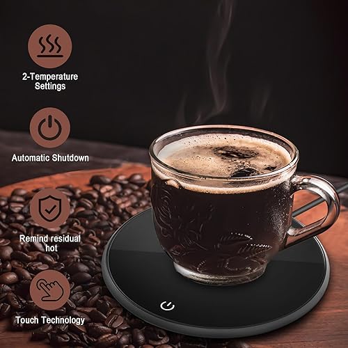 Miniatura 2 de Calentador de taza de café  Calentador eléctrico de taza de café para escritorio apagado automático, ajuste de temperatura, taza de café inteligente
