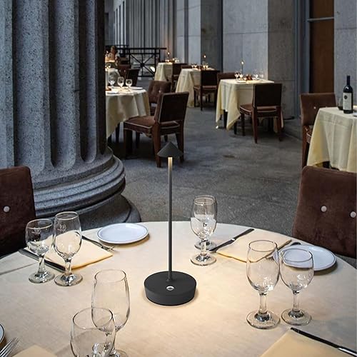 Miniatura 7 de Juego de 2 lámparas de mesa inalámbricas recargables, 6000 mAh LED, funciona con pilas, lámpara de escritorio con control táctil, atenuación