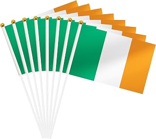 TrendPow 25 Pack Ireland Hand Held Flag, Irish Mini Stick Flag, Outdoor Decoration, Party Decorations, Festival Events, Celebration, International Festival, Parade Supplies