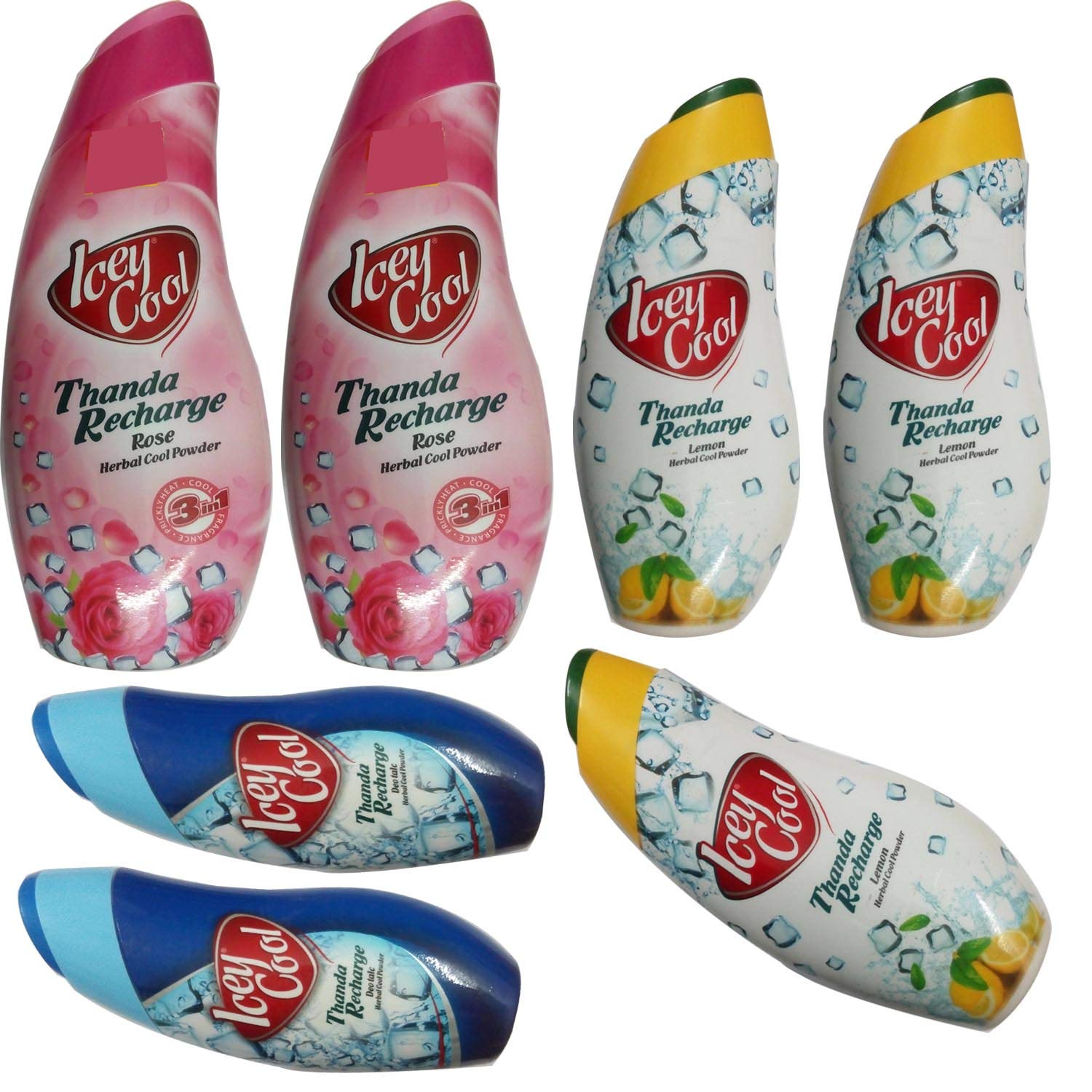 3 LABOLIA ICEY COOL LEMON HERBAL COOL POWDER (150 GM) + 2 LABOLIA ICEY COOL ROSE HERBAL COOL POWDER (300 GM) + 2 LABOLIA ICEY COOL DEO TALC HERBAL COOL POWDER (100 GM)