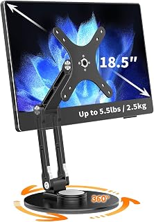 YCNEW Portable VESA Monitor Stand, Tilt & Rotation Joints Use Metal Hinges, Foldable Aluminum Desk Mount for 13-18.5 Inch & up to 5.5 lbs Small Monitors, Suitable for Home Office Travel