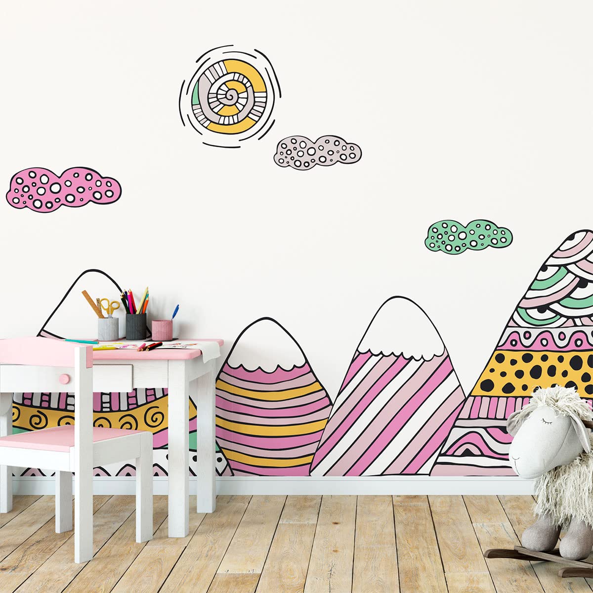 Children's Wall Stickers - Nursery Decoration - Giant Children's Wall Sticker Scandinavian Mountains AMIKA - 40 x 60 cm
