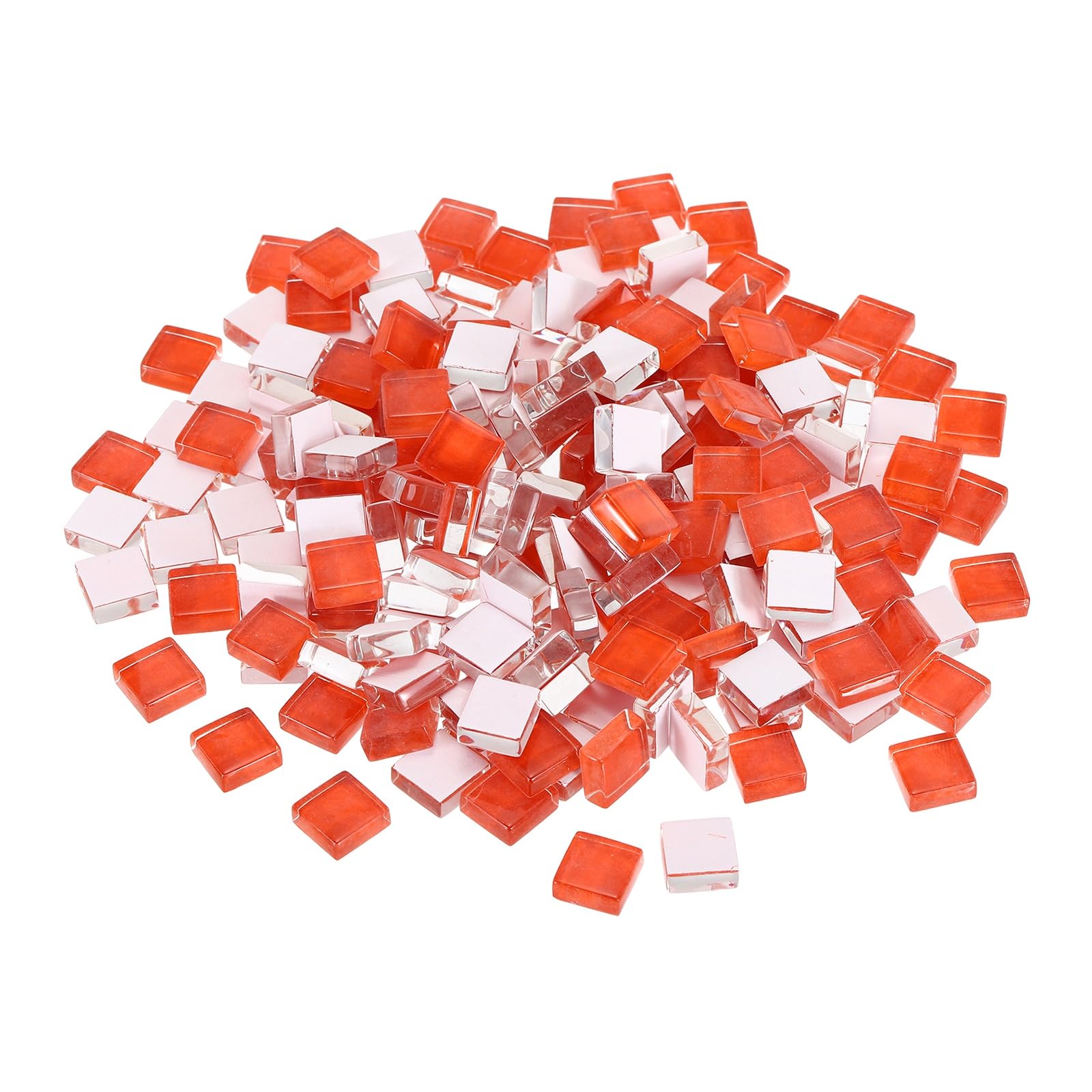 sourcing map Mosaic Tiles, 1 x 1cm Micro Glass Tiny Mini Mosaic Tile DIY Hobbies Handmade Crystal Free Stone Craft Material Creativity (Orange Pack of 200)