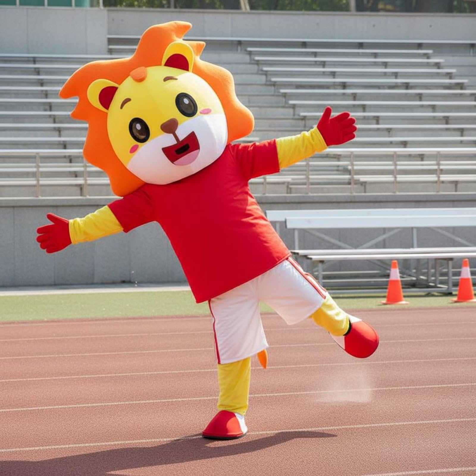 TISHITA Costume Lion Mascotte Déguisement Combinaison Tenue avec Tête Style Amical Ensemble Complet Convient aux Anniversaires Enfants Kermesses Fêtes Locales, 175-185cm, Lion B