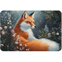 White_Fox Print Bath mat Super Absorbent Doormats Non Slip Indoor Bathroom Rugs Machine Washable Carpet, 15.7" X 23.5"