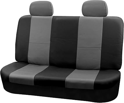 FH Group Car Seat Covers Solid Bench Leather Seat Cover - Universal - Fits Most Cars, Trucks, SUV, or Vans Gray/Black PU001012