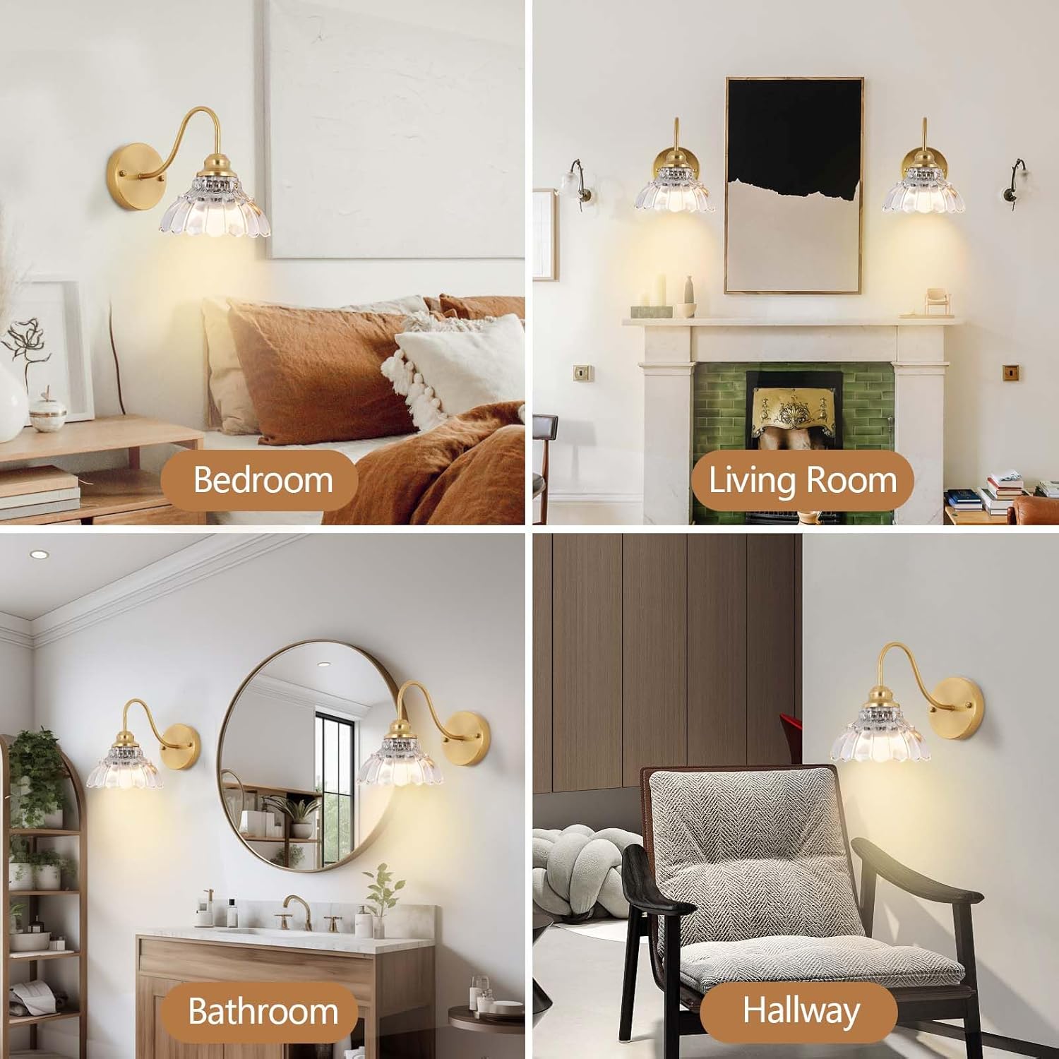 Vintage Battery Operated Wall Sconce,Wireless Wall Sconces Set of 2 with Remote,Rechargeable Wall Sconces Set of Two,Gold Decor Wall Lamp Fixtures Dimmable for Bedroom Living Room Bathroom Hallway