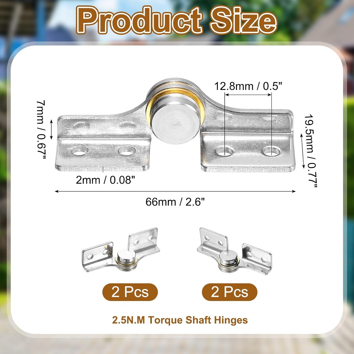 uxcell 2Sets 2.5 N.M Torque Shaft Hinges, 304 Stainless Steel Damping Flip Hinge for Folding Table, Windows, Doors, Wardrobe, Cabinets, Boxes, Silver