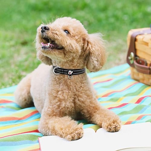 Miniatura 5 de azuza Collar reflectante para perro, collar acolchado de neopreno suave para mascotas con anillo de etiqueta de identificación, ajustable para