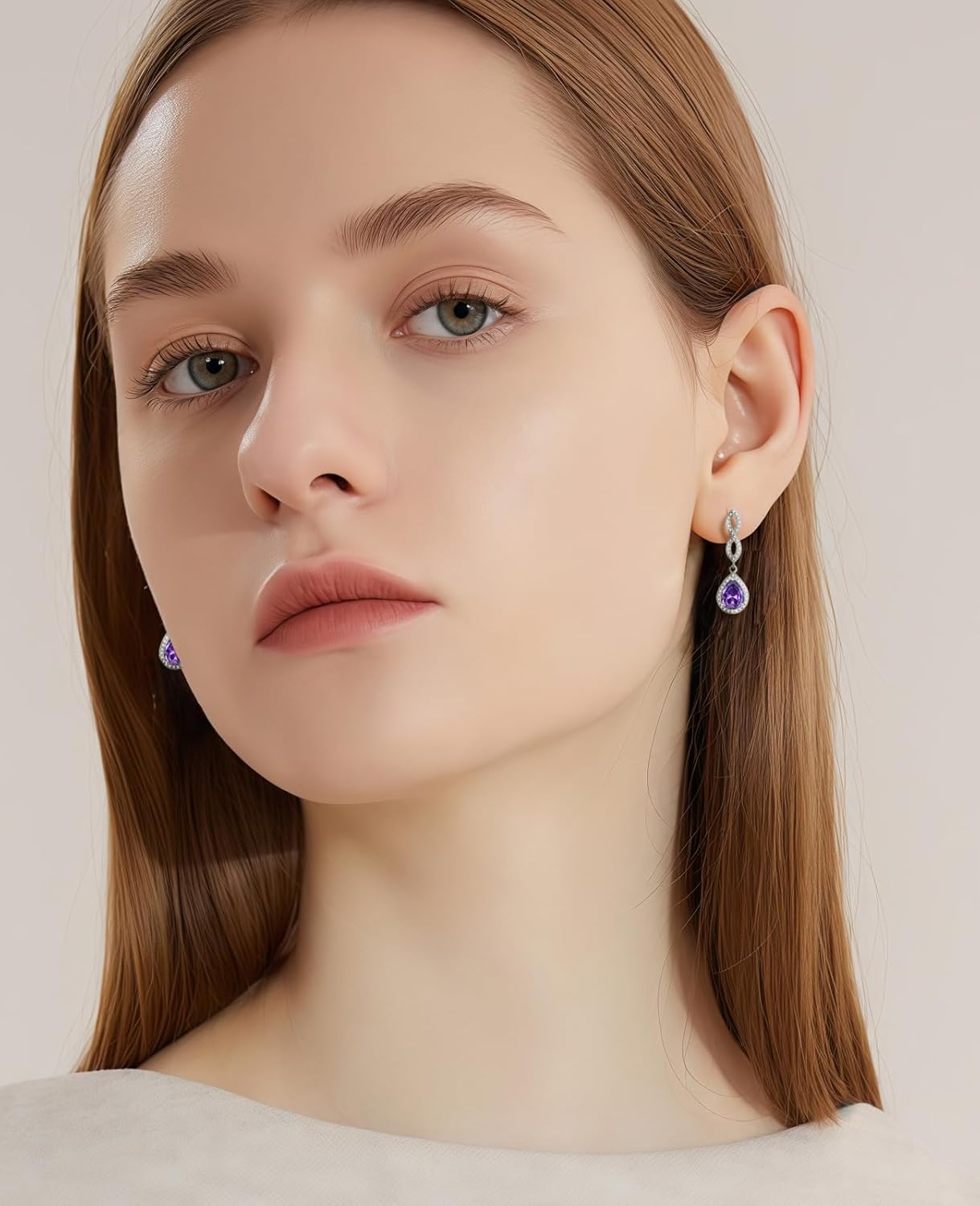 Fahonie Sterling Silver Long Drop Earrings with Cubic Zirconia Dangle Earrings Infinity Birthstone Jewelry Gifts for Women - Image 3