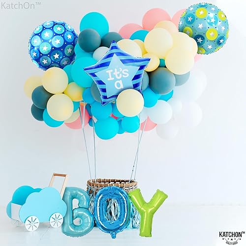 Miniatura 7 de KatchOn, It's A Boy - Juego de globos Paquete de 4 Globos de bebé niño para decoraciones de revelación de género Letra de globo de aluminio para
