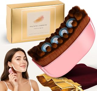 Magnetic Lymphatic Contour Face Brush, 2-in-1 Static Magnetic Lymphatic Drainage Brush for Sculpting, De-Puffing, Boosting Glow & Absorption, Gua Sha Face Massager for Home Self-Care (1, Pink)