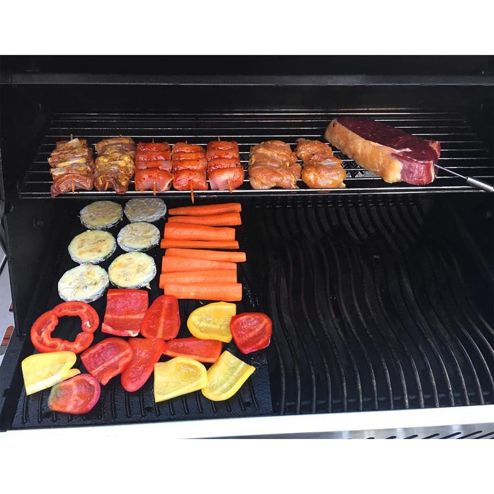WELL GRILL Płyta żeliwna do Napoleon Rogue 425, 525, 625 i Freestyle, żeliwna płyta grillowa Plancha, części zamienne do grilla Napoleon, Rösle Videro G4-s, BBQ płyta dwustronna, 45 x 29,2 cm