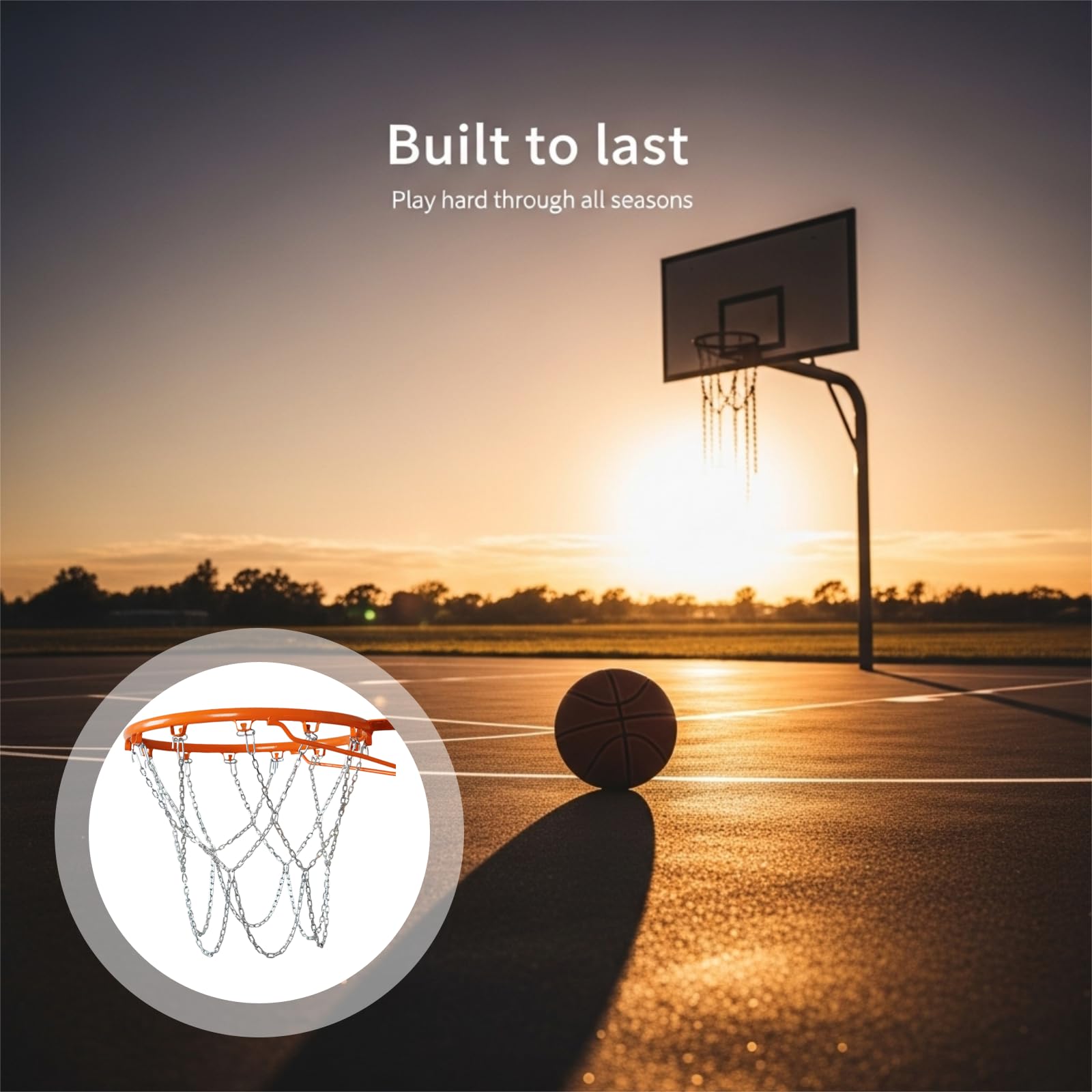 Basketballnetz aus Metall, rostbeständig, 12 Haken, Stahlkettennetz als Basketball Zubehör
