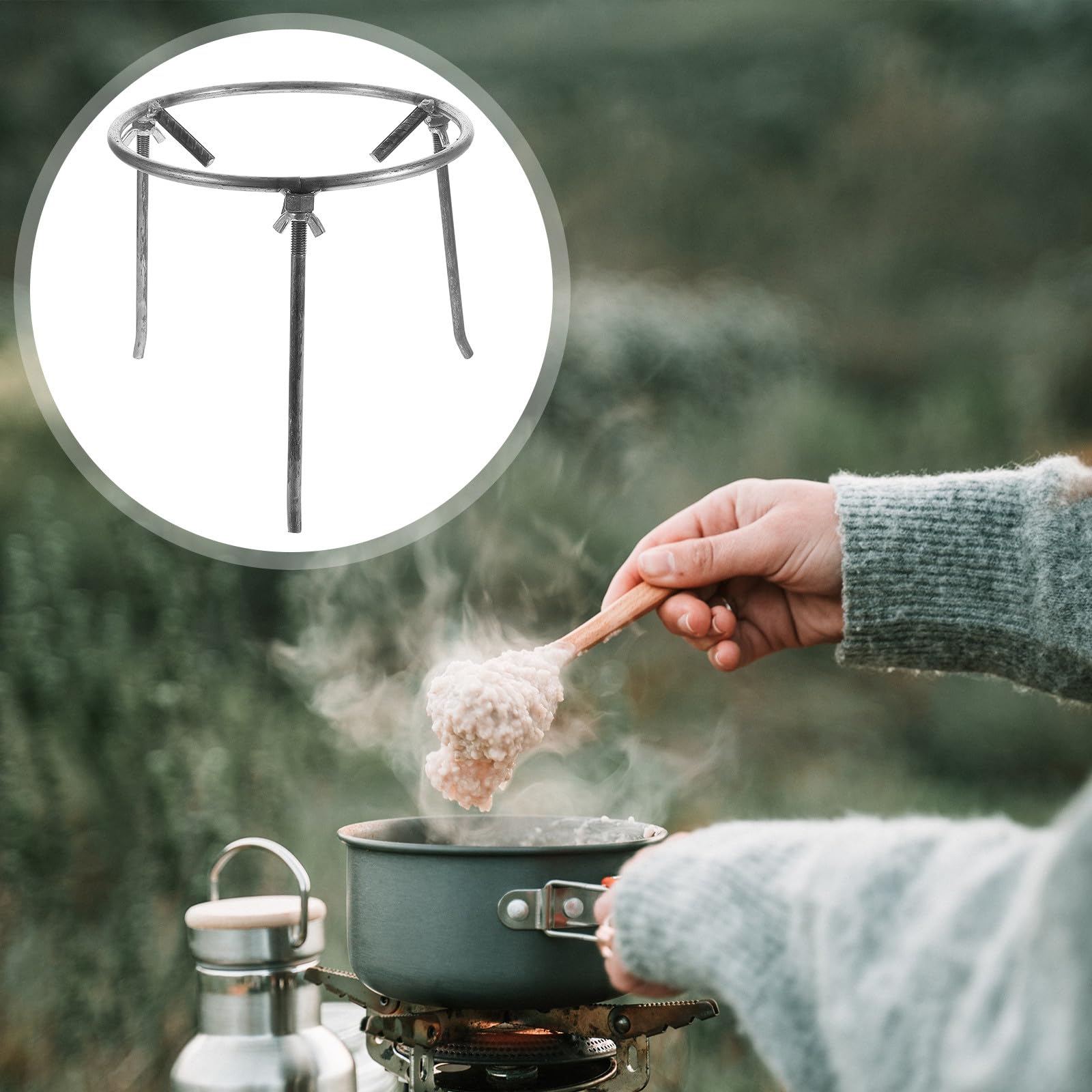 Veemoon Trípode para Parrilla de Barbacoa de Acero al Carbono Estructura Desmontable y Gran Estabilidad, Adecuado para Cocina al Aire Libre en Camping y Bbq