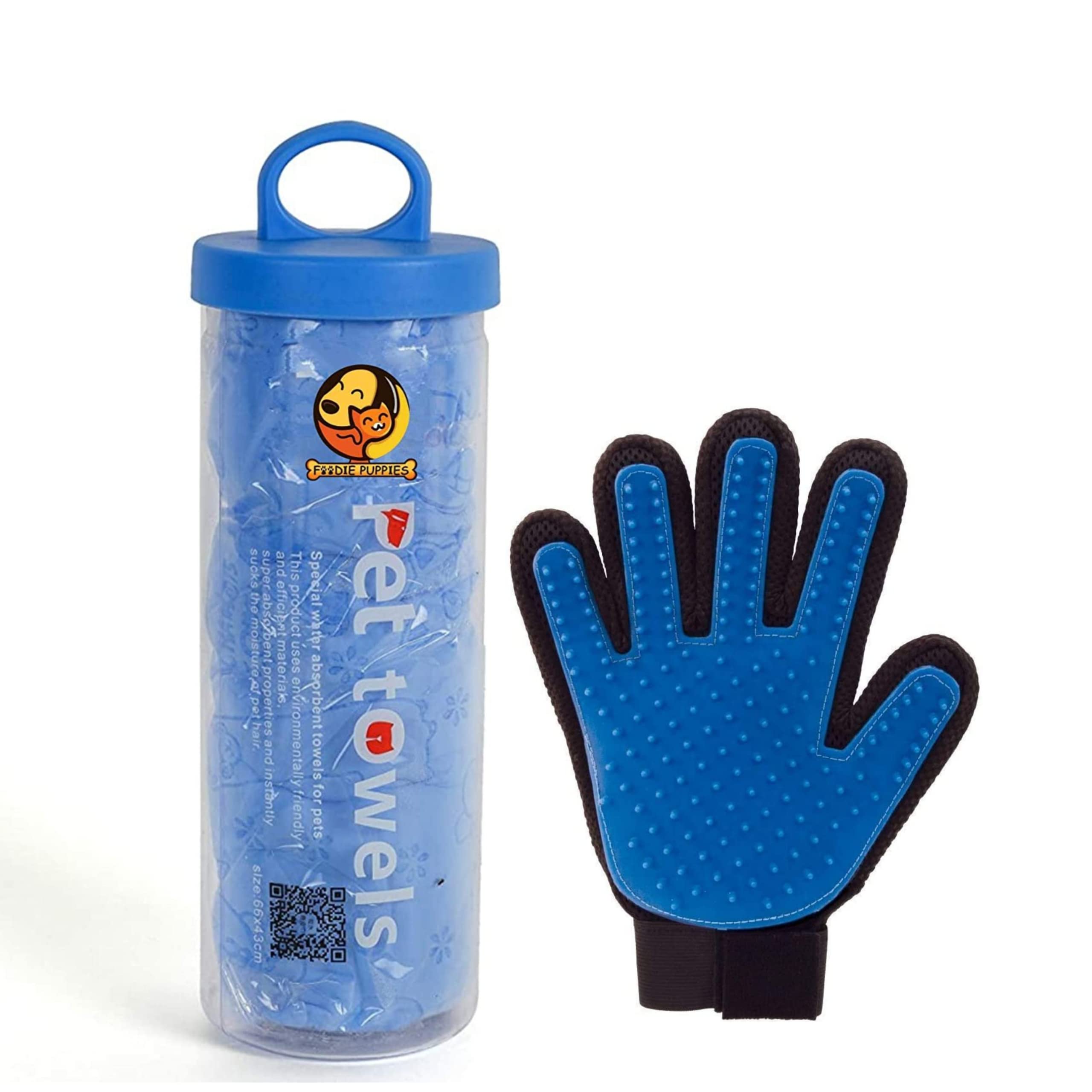 Foodie Puppies Combo Suede Material Towel Ultra-Absorbent Machine Washable and Bath Brush Soothing Massage Rubber Bristles Comb for Dogs & Cats (Towel + True Touch Glove) (B09PRJ13TG) Amazon Price History, Amazon Price Tracker