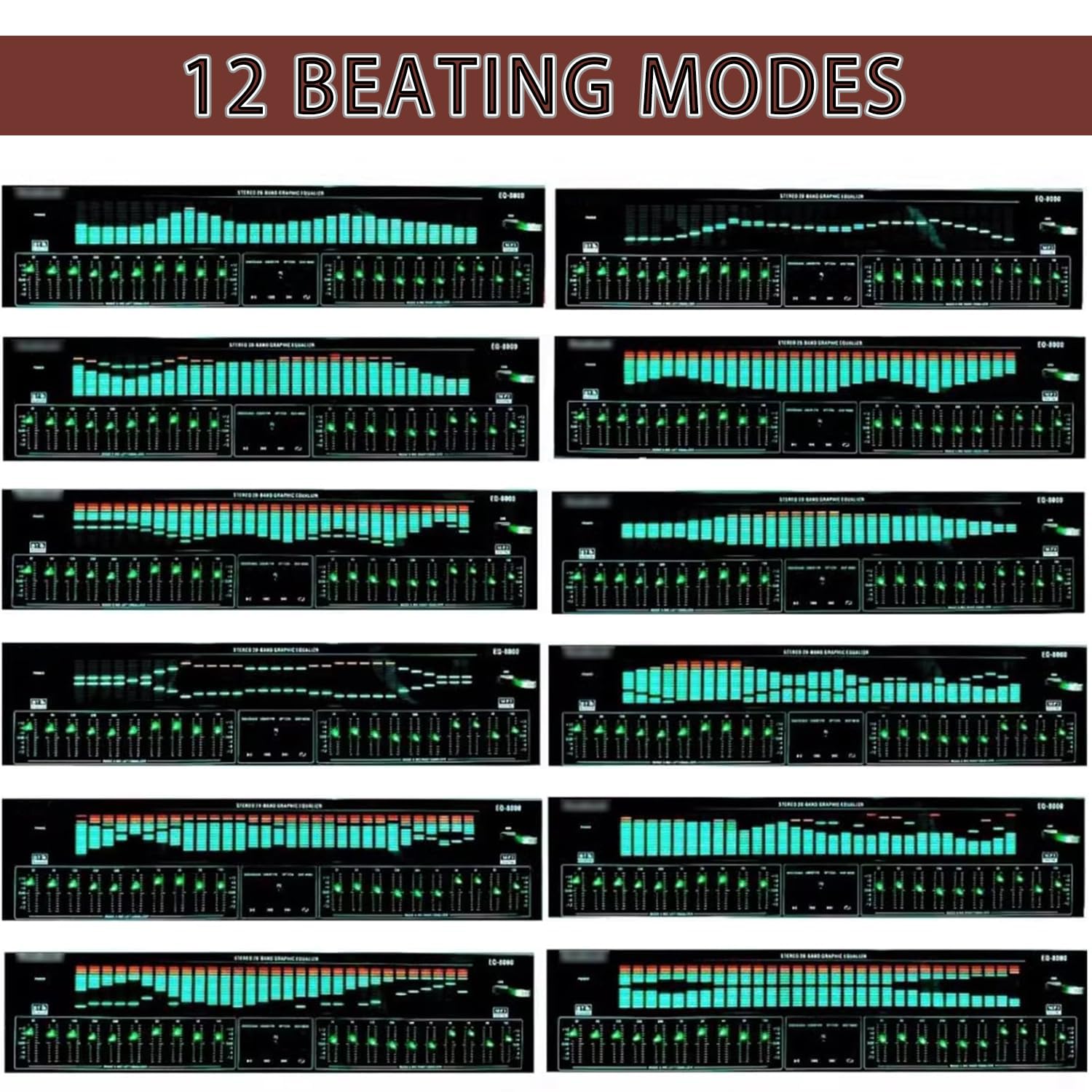 AVSMGP Hi-Fi Stereo Grafik Equalizer, 31 Band Digital Equalizer- Inklusive 12 Rhythmus-Patterns– LED Spektrumanzeige Für Musik & Rhythmus Für Heim-Audio-Systeme