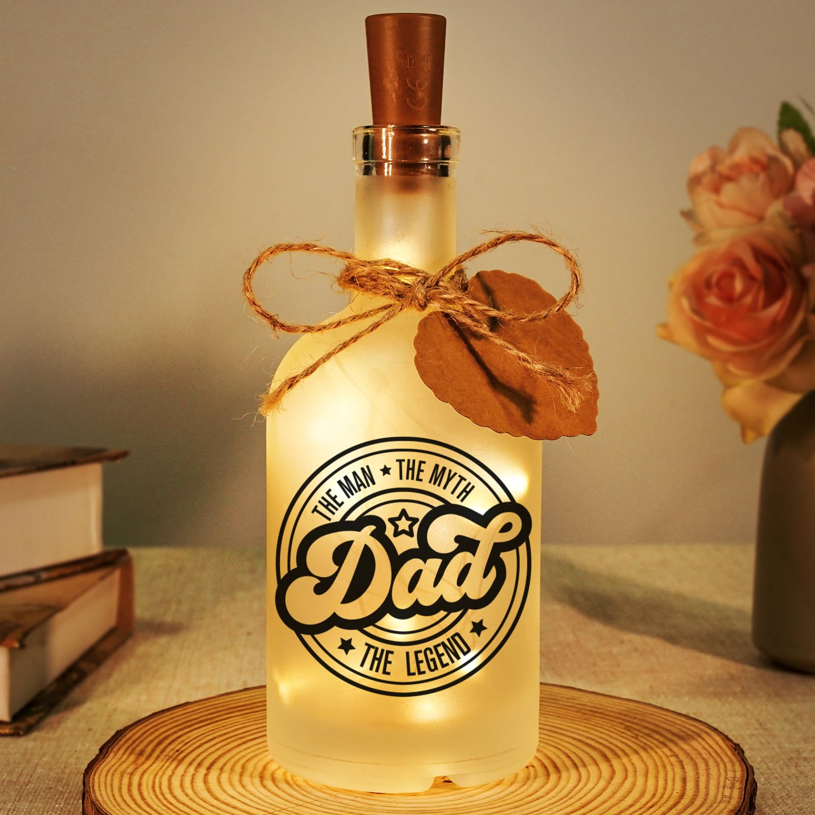 Fathers Day Dad Gifts, Birthday Gifts for Daddy, Dad Birthday Christmas Fathers Day Gift from Daughter Son, Gift Ideas for Daddy from Daughter Her Him, The Man Myth Legend Bottle Night Light