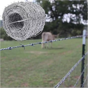Barbed Wire 50ft/100ft/300ft/500ft/1000ft/1300ft/1640ft Extra Long, 16/12 Gauge Barbwire for Garden Fence, 4 Point Barbed Wire Roll for Fences/Critter Deterrent/Farms/Bird Feeder/Crafts ( Color : 16 G