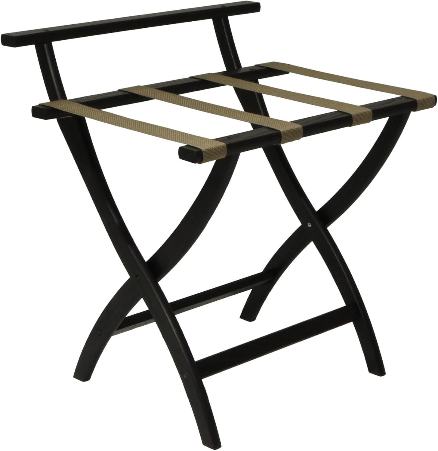 Wooden Mallet WallSaver Luggage Rack,Tan Straps, Black