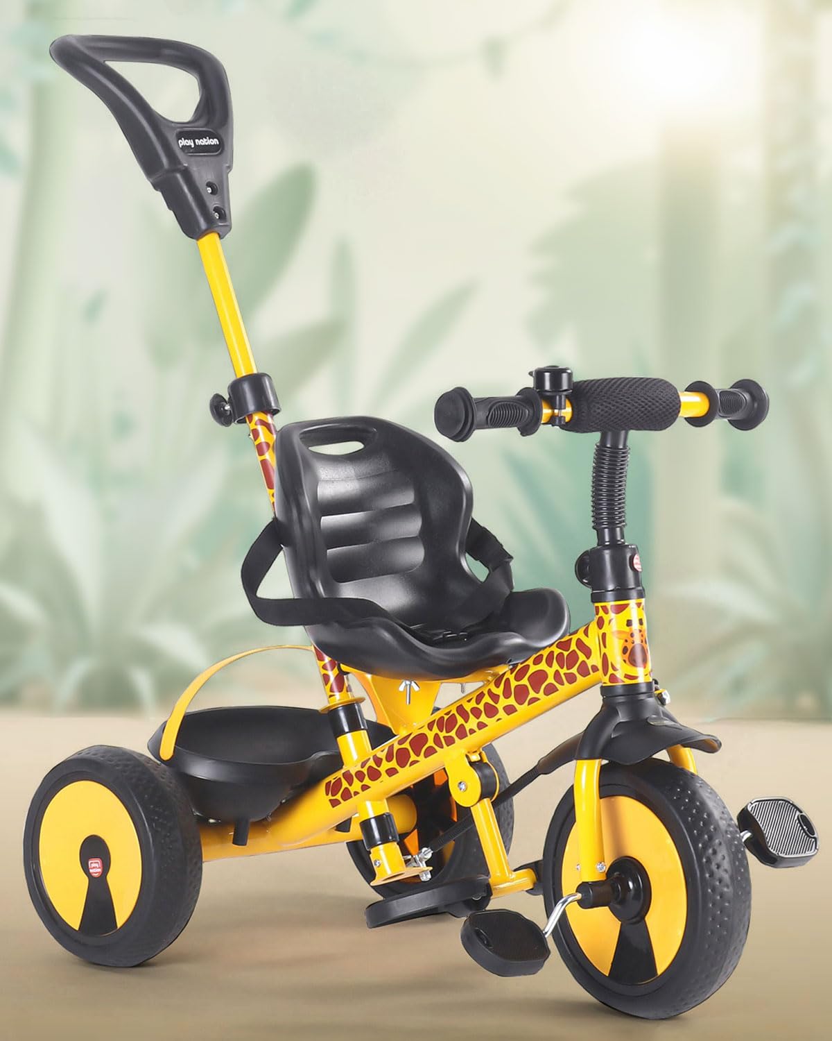 Play Nation Premium Little Giraffe Kids Tricycle with Parental Push Handle | Tricycles for Kids 1 to 3 Years with Non-Slip Pedals & Storage Basket | 25 Kg Carrying Capacity | BIS Certified (Yellow) (B0D5MDM6JB) Amazon Price History, Amazon Price Tracker