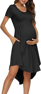 levaca Women's Maternity Empire Waist Loose Swing Pregnancy Casual Midi Dress Price In India