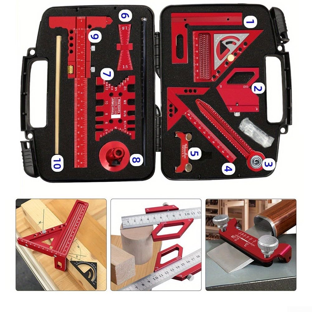 Set di strumenti per la lavorazione del legno, in lega di alluminio, righello a coda di rondine, kit di strumenti per la marcatura di falegnameria, centro di falegnameria, strumenti per la marcatura