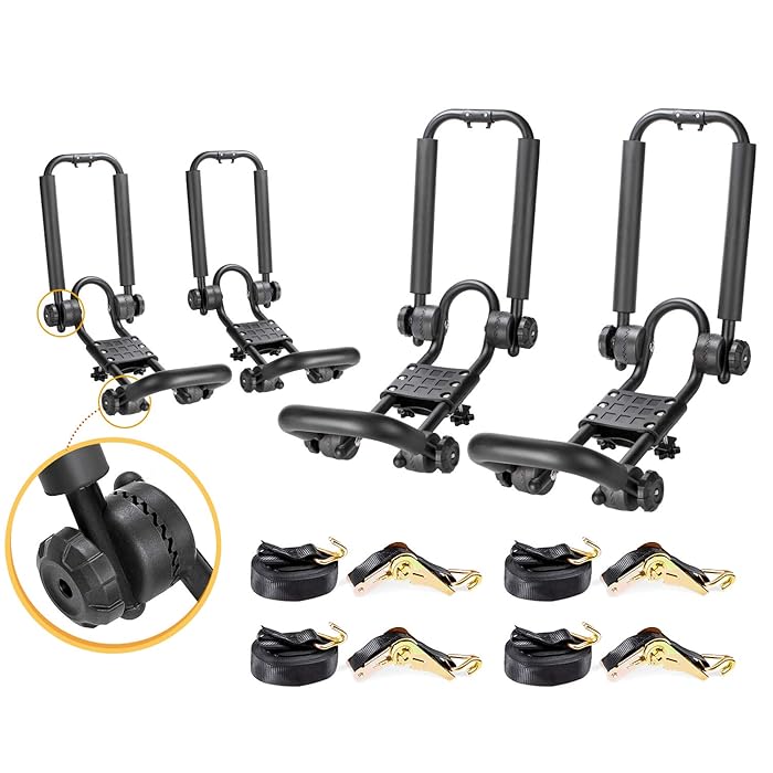 Buy AARacks 2 Pair Double Folding JBar Rack for Kayak Carrier Canoe