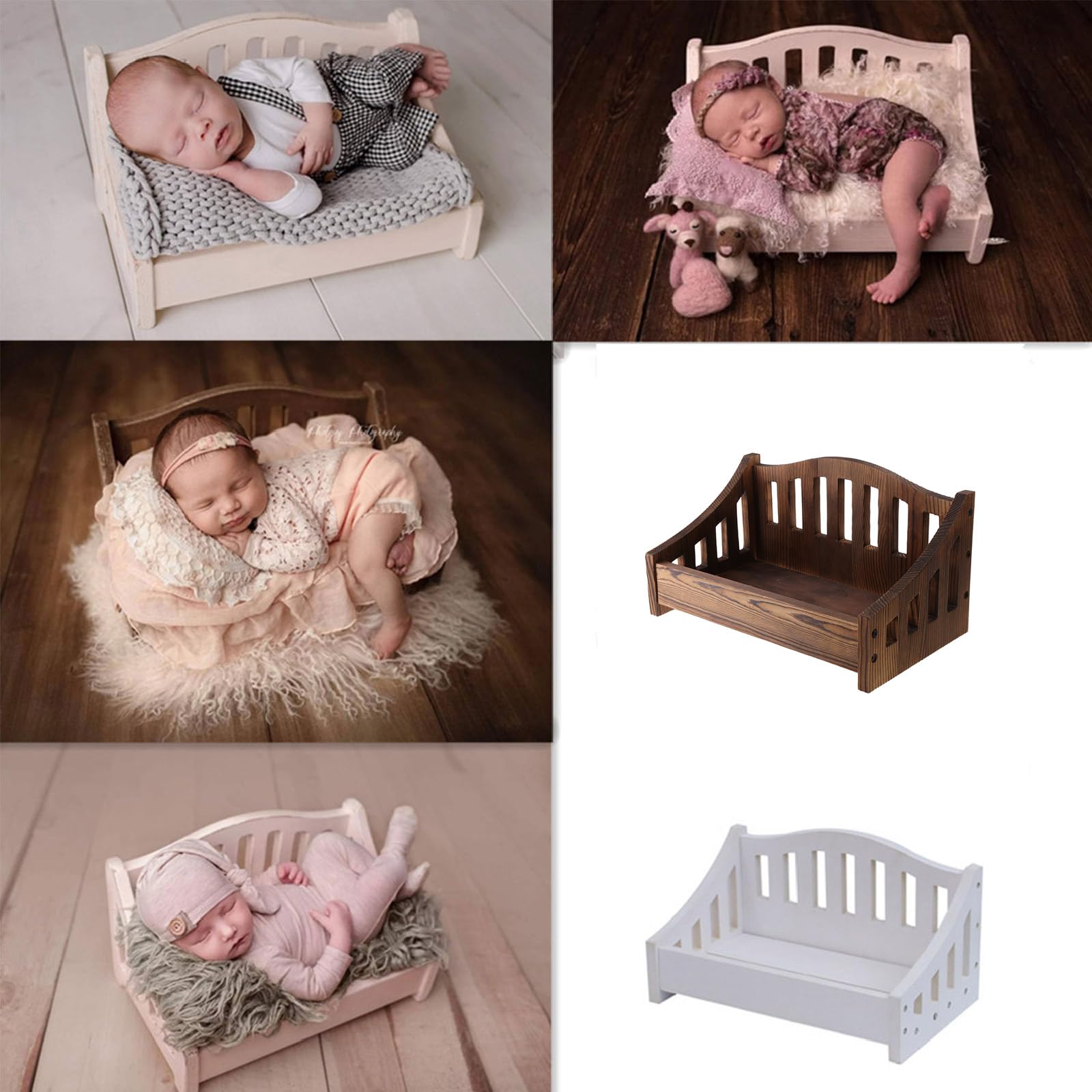 Morain Accessoires Photo Bébé Chaise Pose Lit Photo Nouveau-né Studio Photo Lit Pose Meubles en Bois Accessoires Photo Bébé pour Séance Photo Garçon D Mois Accessoires Photo pour Bébé