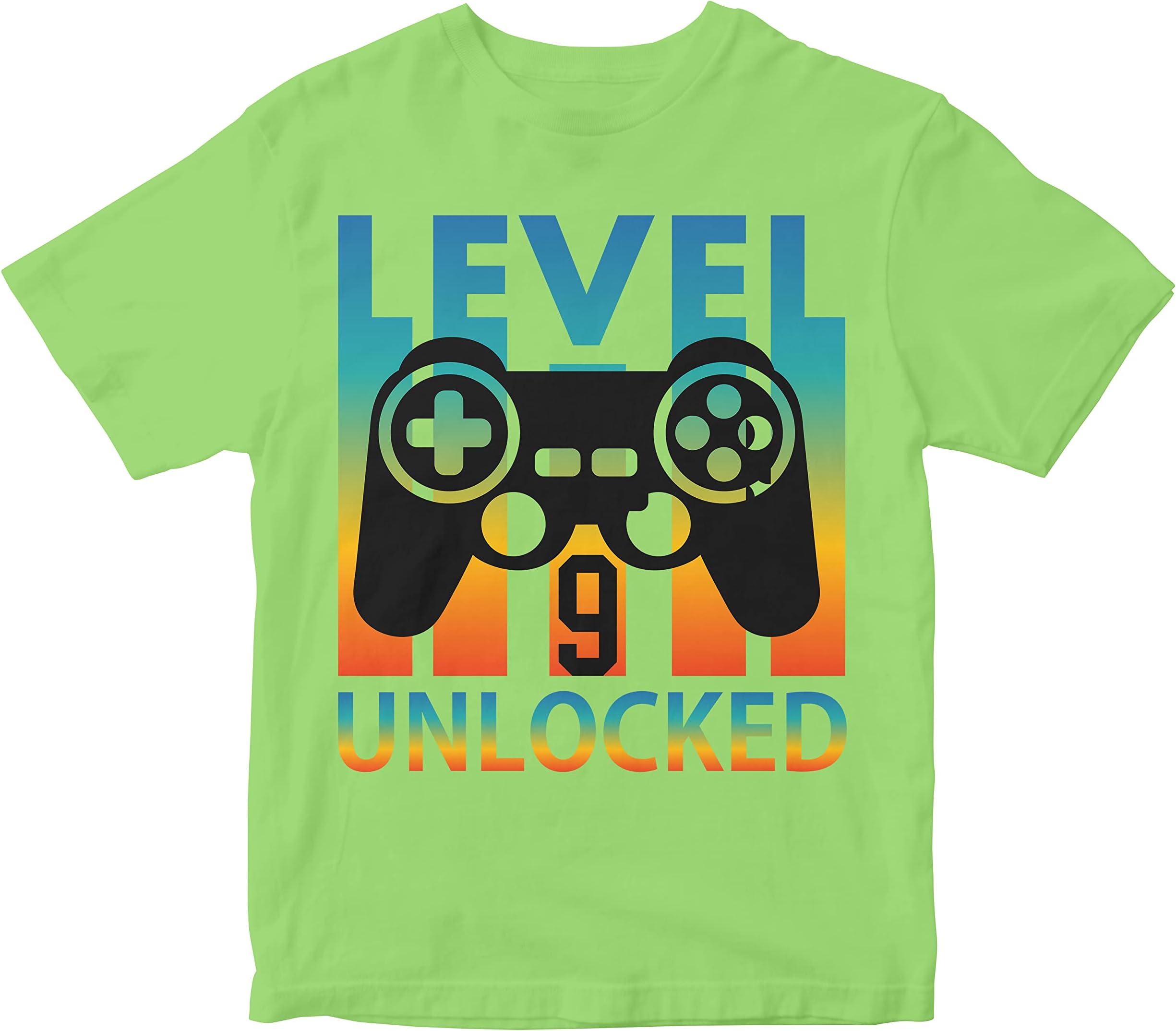 HeybrohKids T-Shirt Gamer Level Nine Unlocked - Games 100% Cotton Boy's Girl's Regular Fit Unisex T-Shirt