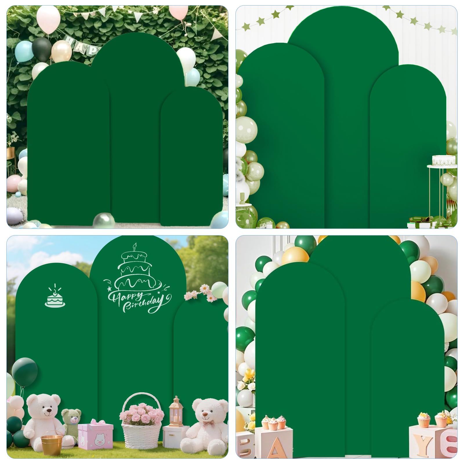 Couverture de fond pour arche de mariage, arche de ballon, toile de fond murale, couverture de fond pour fête d'anniversaire, cérémonie, banquet (vert foncé, 1,8 m, 2 m, 2 m)