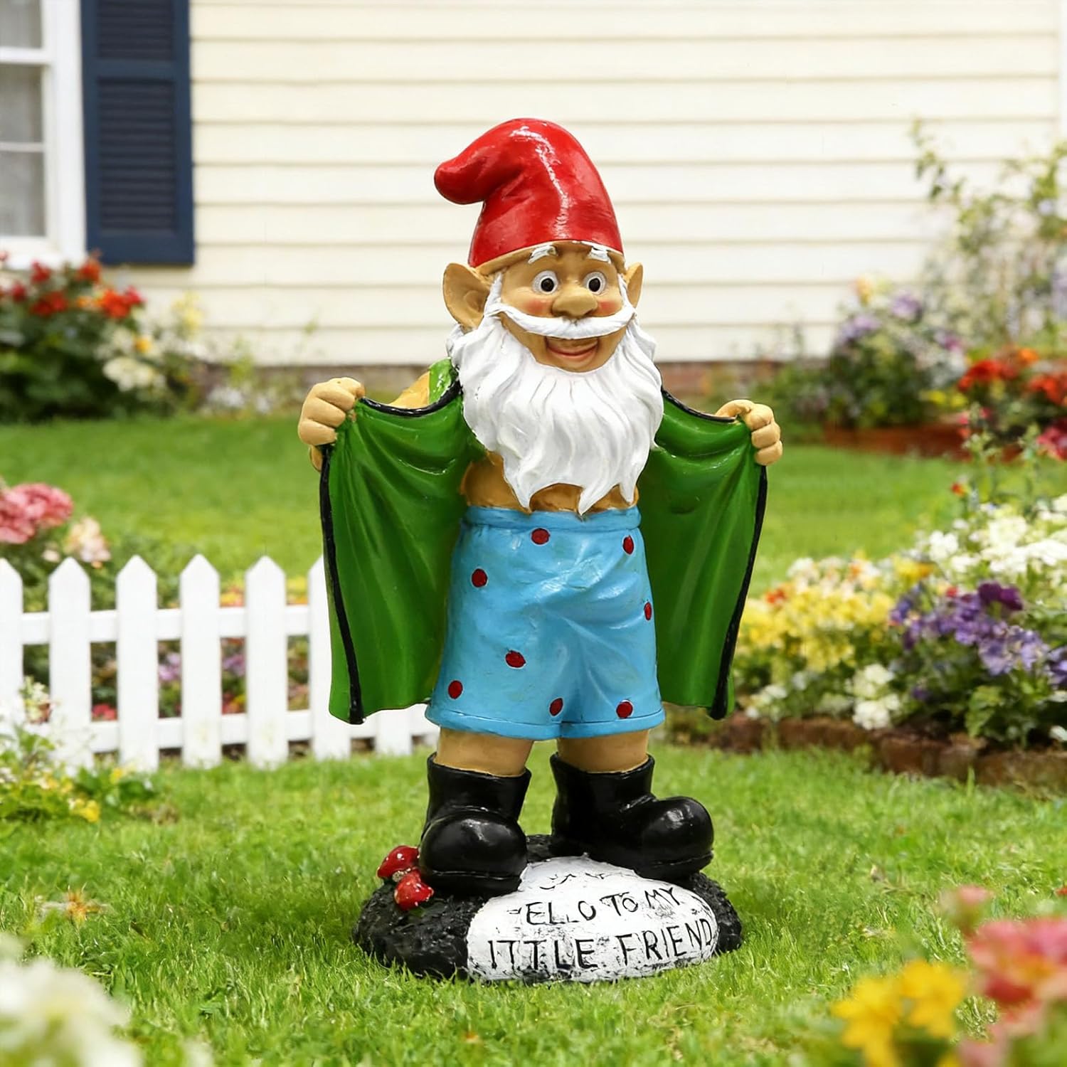 Tirifer 8.3inch/21cm Big Size Garden Gnome, Funny Outdoor Indoor Statue Gnome for Patio Lawn Garden Yard, Resin Naughty Dwarf Sculpture Art Decoration Unique Gift for Yard Balcony Porch Housewarming - Image 3
