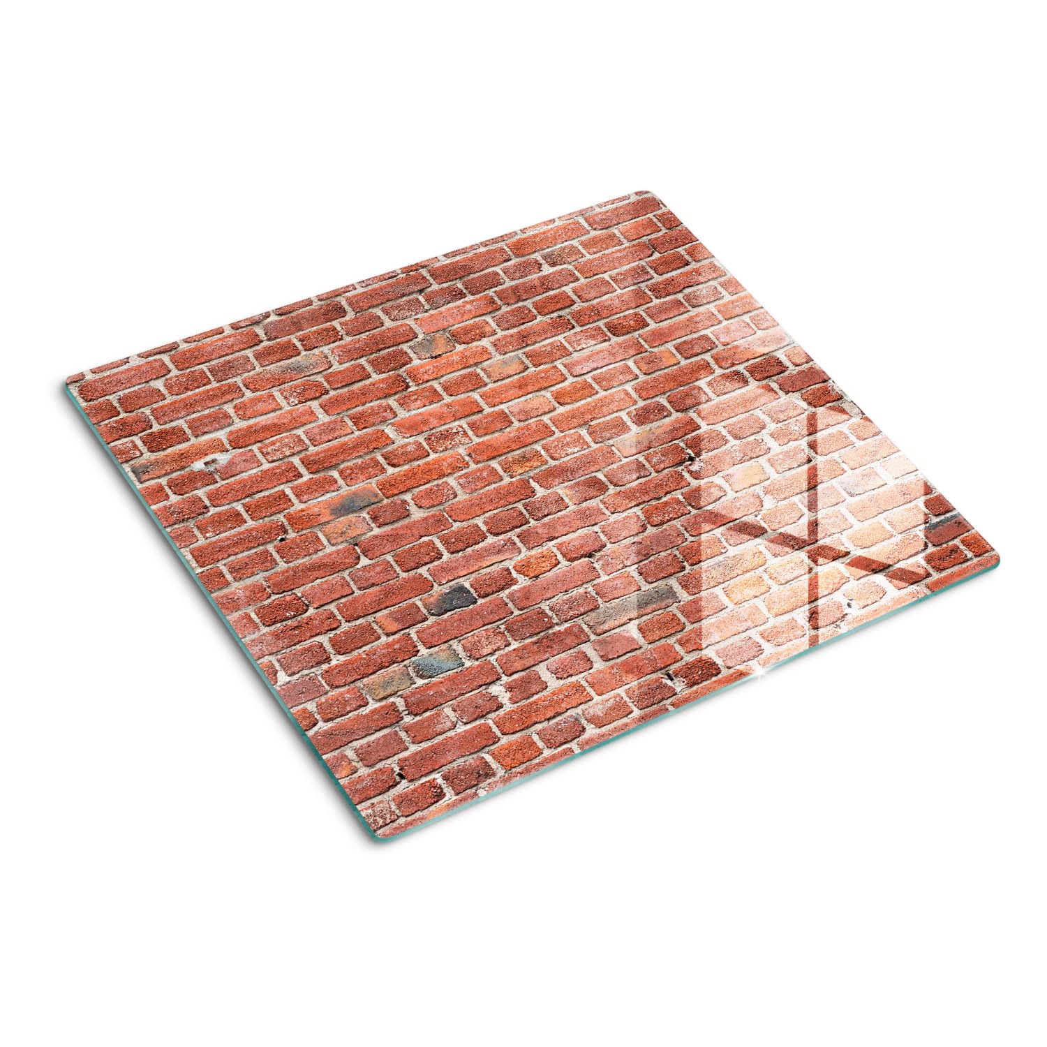 Tagliere in Vetro Protezione 60x52 cm Resistente al Calore Facile da Pulire da Cucina con Stampe con Piedini Antiscivolo Antigraffio Durevole e Igienico Rettangolare - Effetto muro di mattoni