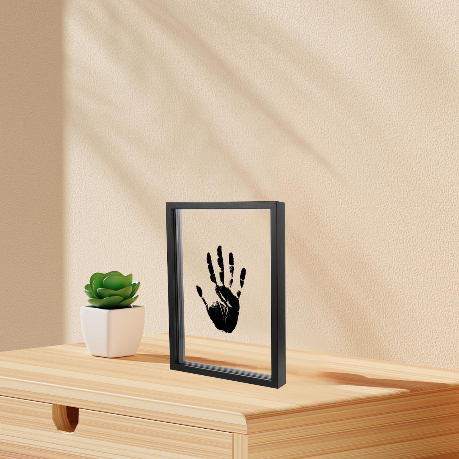 MAGICLULU Holz Fotorahmen für Familien Handabdrücke Selbstgemacht Kunstdruckrahmen mit Klarem Acryl und Ständer Freistehend für Tischdeko als Erinnerung