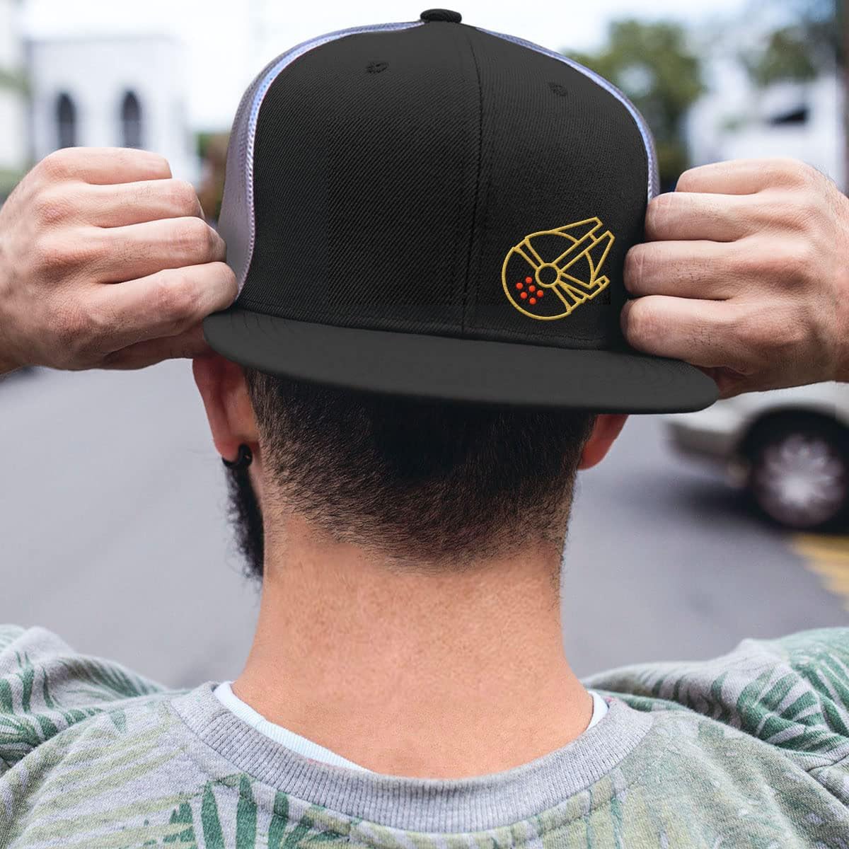 Falcon Outline Back Mesh Hat Casual Wear - Baseball Cap for Mens & Womens Breathable Mesh Adjustable Snapback Strap