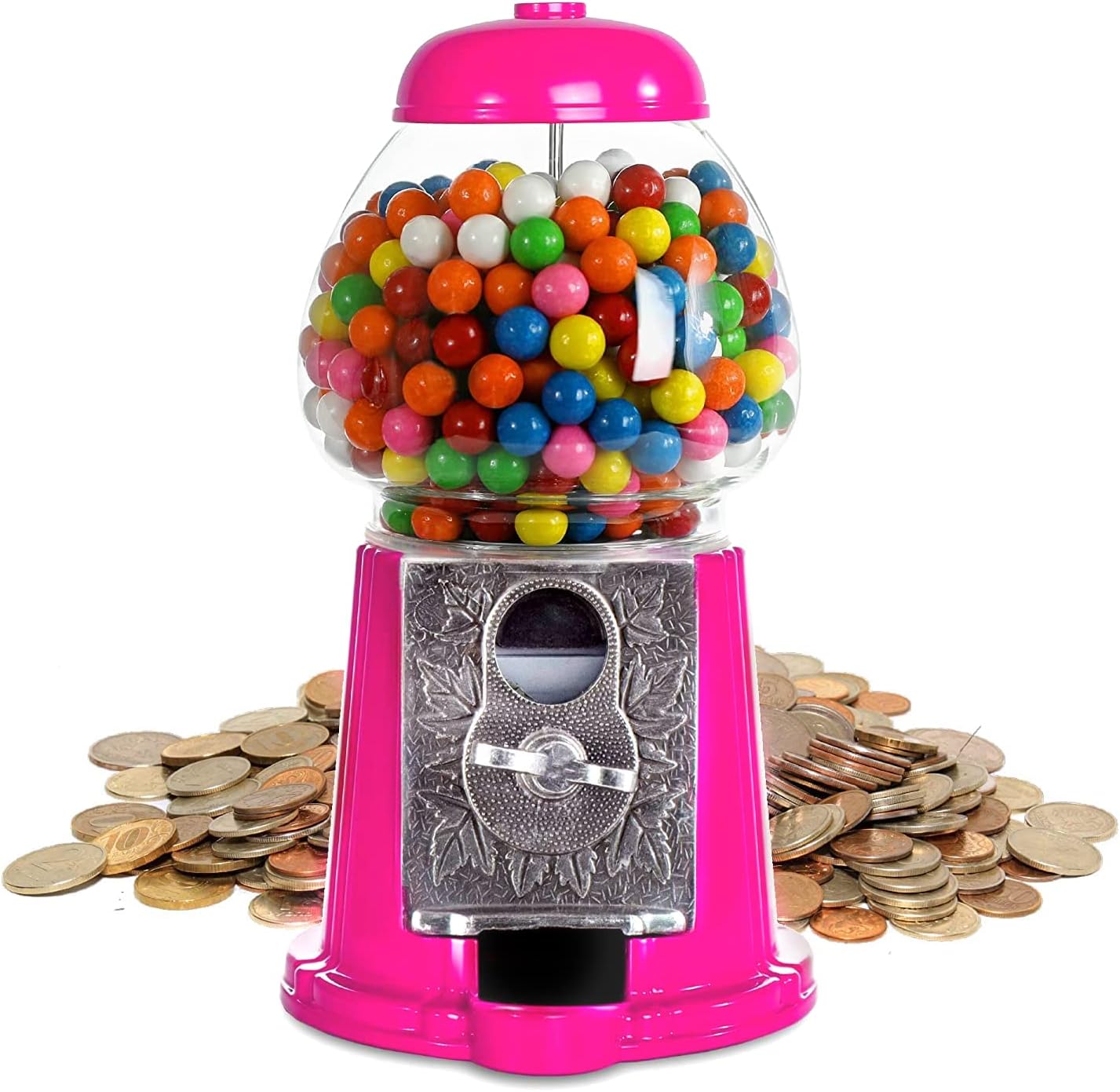 Gumball Machine for Kids 9″ – Heavy Duty Metal with Glass – Christmas Antique Style Bubble Gum Machine – Kids Coin Operated Toy Bank for USA Coins – Candy Dispenser – Playo