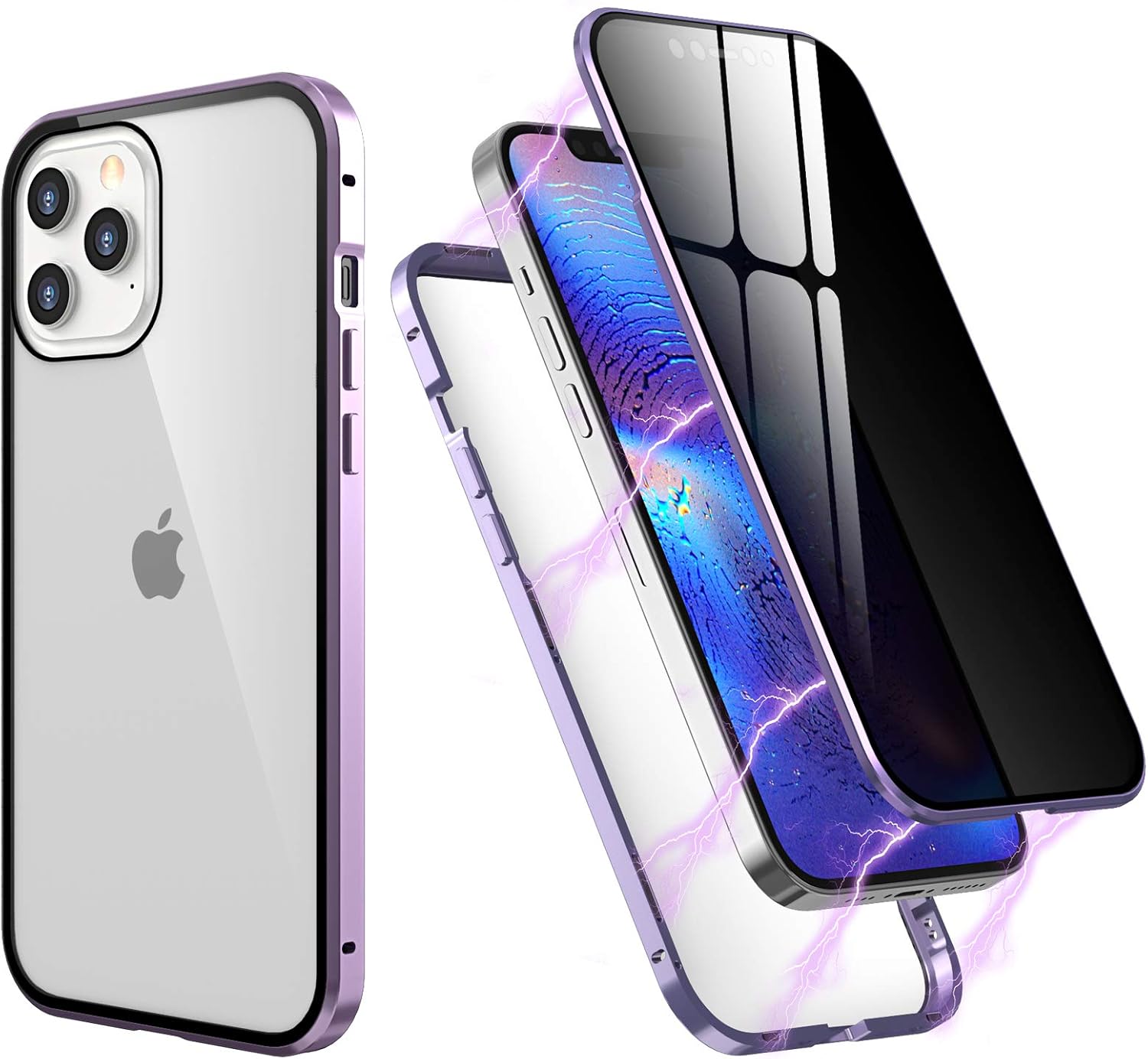 Download Amazon Com Anti Peep Clear Case For Iphone 12 Pro Max 6 7 Inch With Two Side Tempered Glass Privacy Screen Protector Anti Peeping Magnetic Adsorption Metal Bumper Cover Iphone 12 Pro Max 6 7 Inch Purple