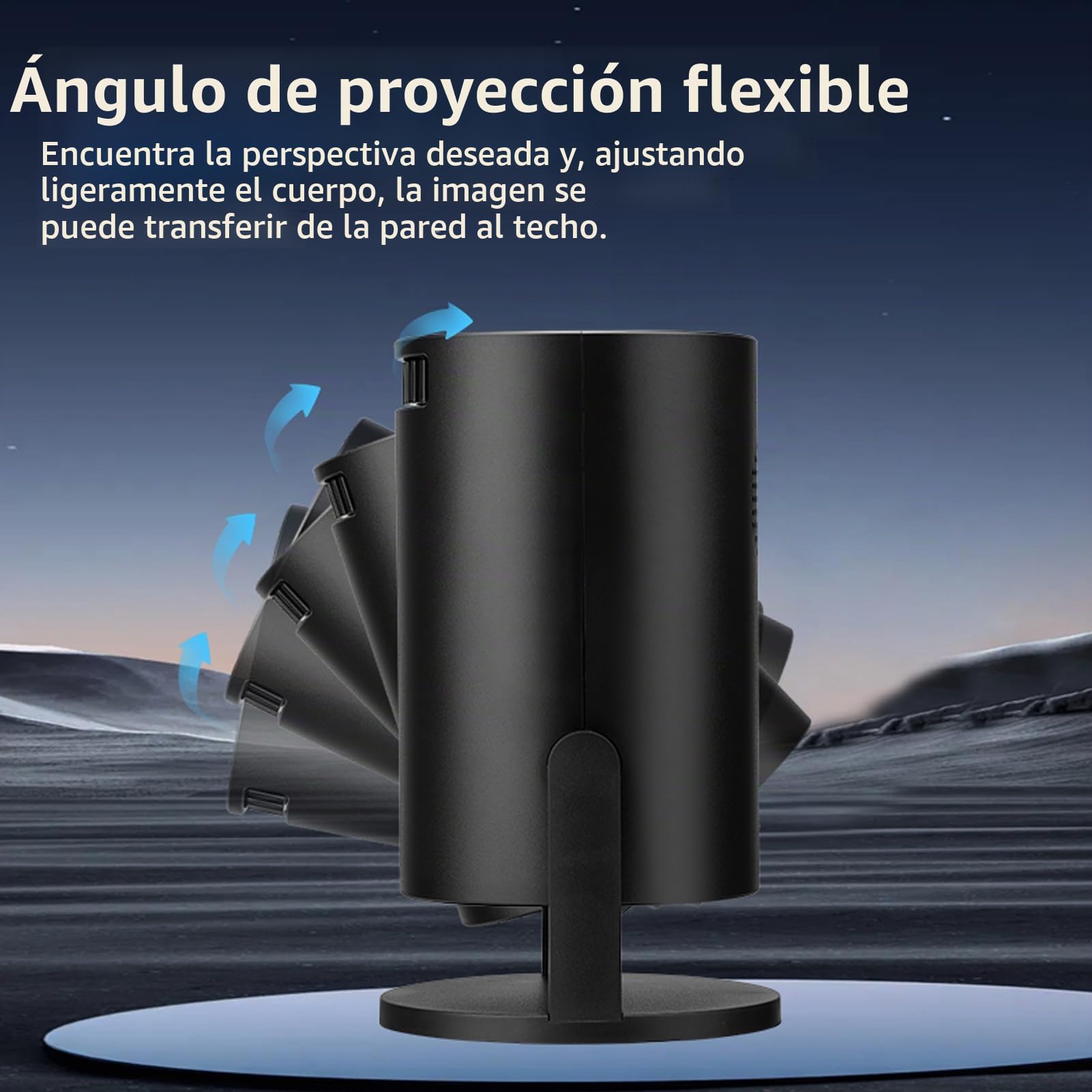 XUMIUZIY Mini Proyector Portátil Full HD 1080P Negro con Fidelidad Sin Cables y Bluetooth, Giratorio de 270°, Proyector de Cine en Casa Pequeño con Pantalla de 150''