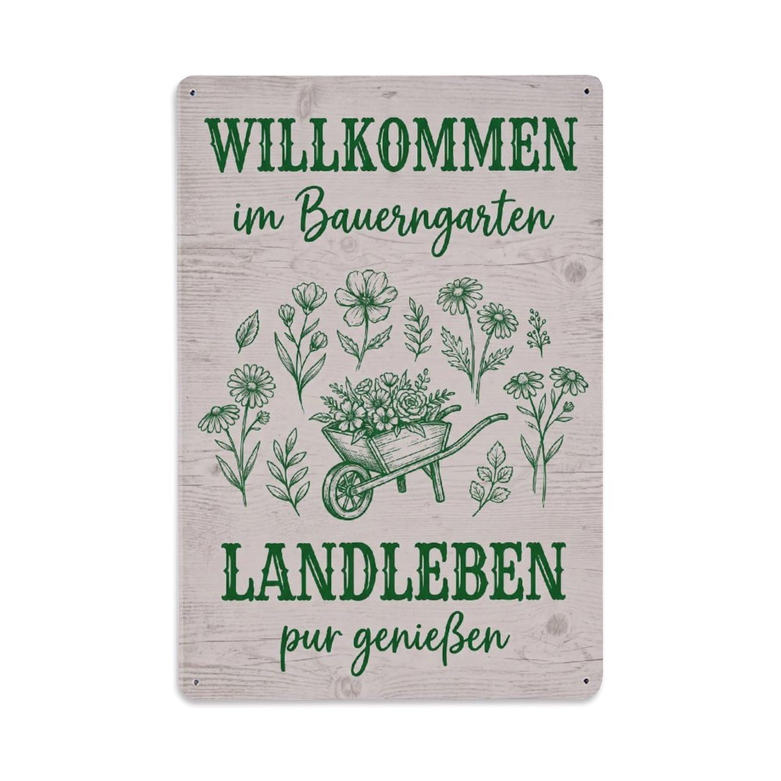Vintage Funny Garden Rustic Wood Welcome Gate Backyard Metal Tin Sign Plaque Wall Decor for Cafe, Club Bar, Office, Garden Metal Poster 8x12Inch