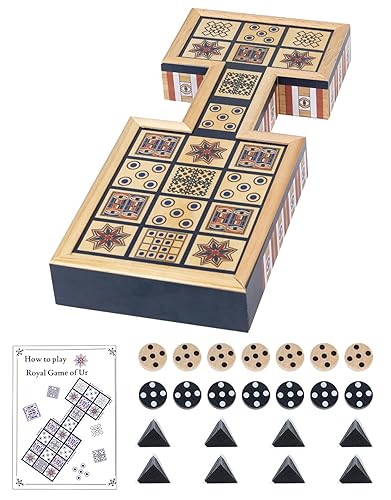 Wooden Royal Game of UR,Ancient Strategy Board Game for 2