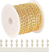 Vista 9 de Cadena Cubana de Bordillo de 32.8 Pies para Hacer Joyas, Rollo de Cadena de Latón Chapado en Oro de 18K con Anillos de Salto Abiertos y Cierres