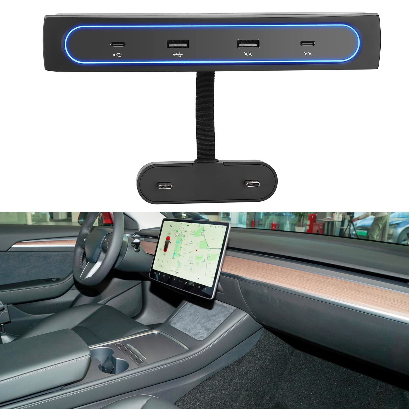 Buy Timpfee Fit for Tesla 2021 2022 Model 3/Y USB Hub Center Console ...