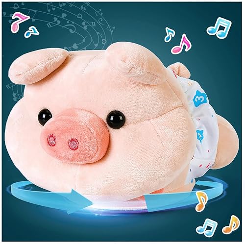 MAGIBX Juguetes de peluche de cerdo para niñas de 1 año, regalos de Pascua, juguetes de bebé de 6 a 12 meses para el tiempo de barriga, juguetes de